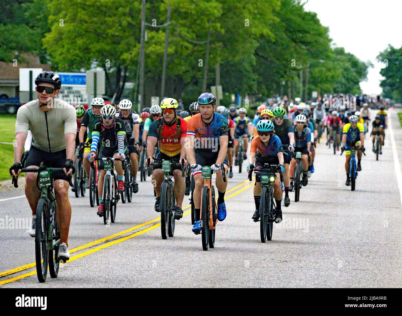 Unbound Kansas EMPORIA, KANSAS - JUNE 4, 2022 Unbound Gravel riders get a seven A.M ...