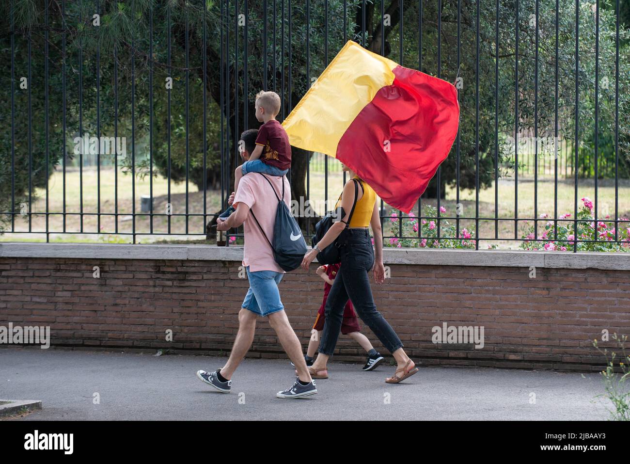 Rome, Italy 26/05/2022: AS Roma supporters attend a player's bus parade a day after winning the UEFA Conference League final match. © Andrea Sabbadini Stock Photo