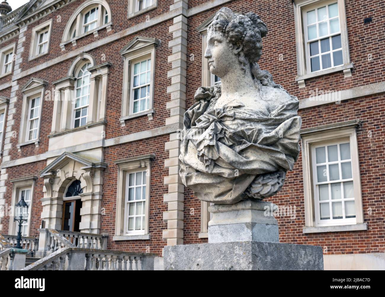 Wimpole Hall, Cambridgeshire, England, UK - view of bust on the south front Stock Photo