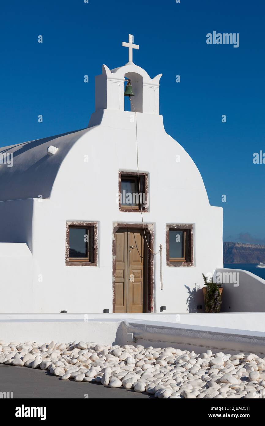 Orthodox church, Oia, Santorini Cyclades islands, Greece Stock Photo