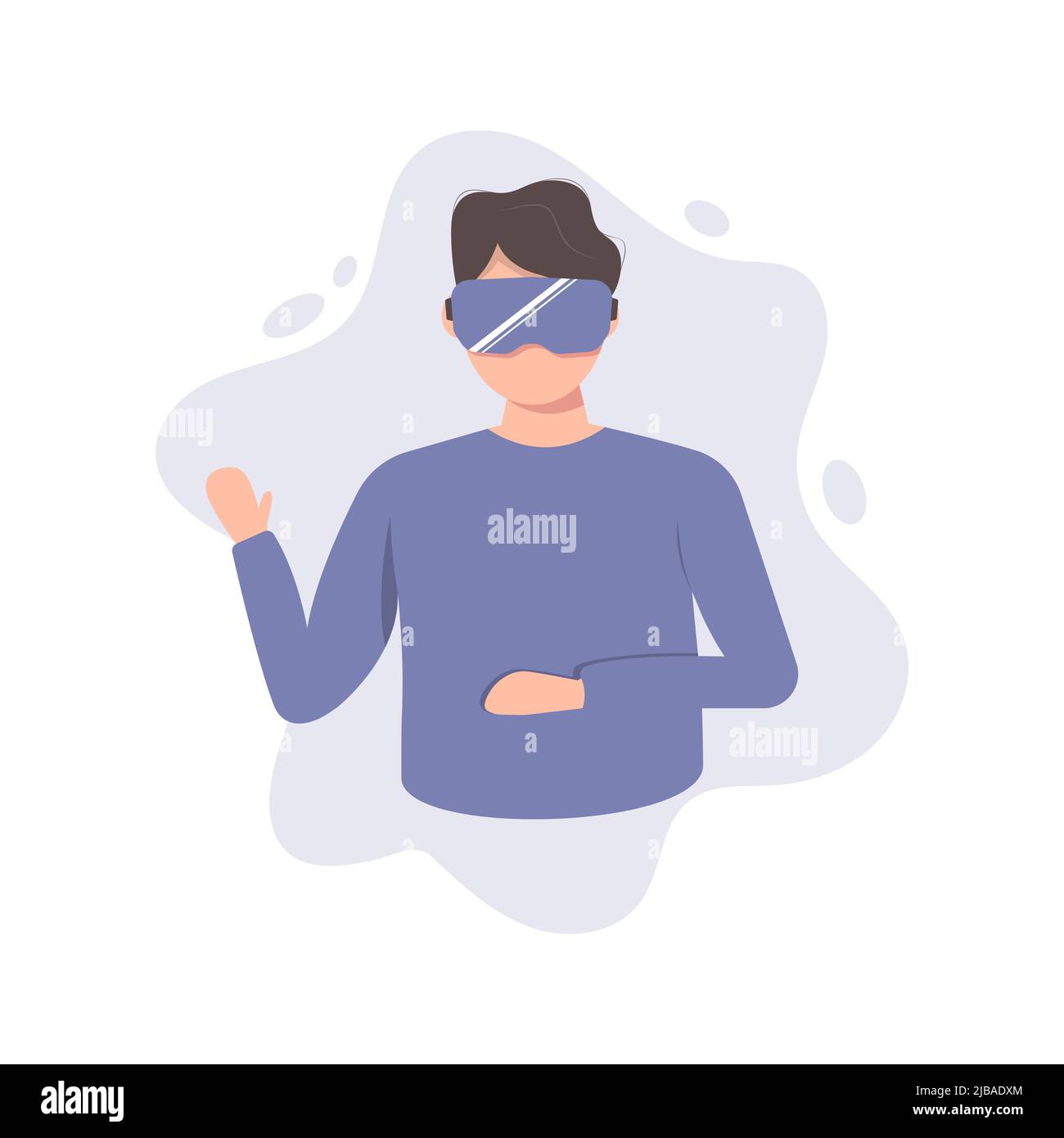 Man in virtual reality glasses. Virtual reality concept. Metaverse illustration Stock Vector