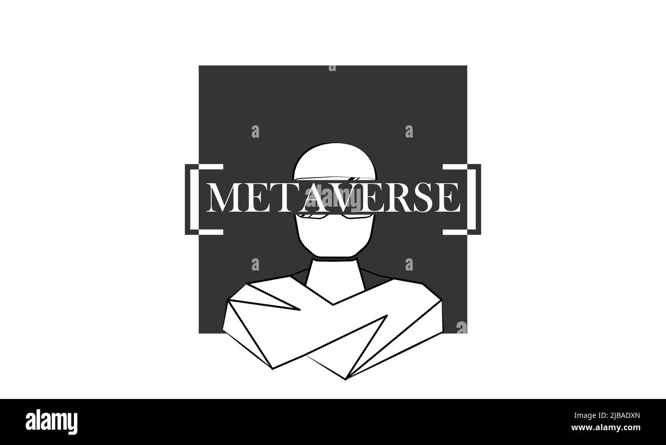 Metaverse modern banner. Virtual reality conception. Black White style Stock Vector