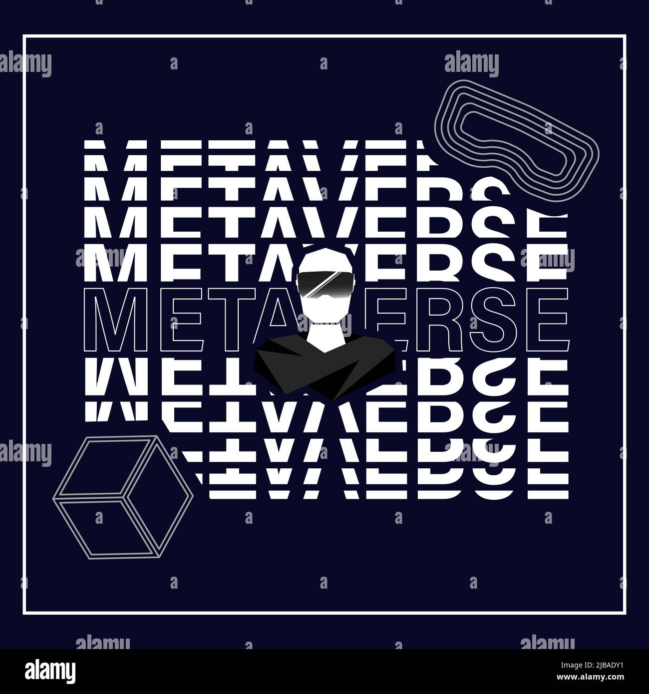 Metaverse poster. Virtual reality conception. Black style Stock Vector