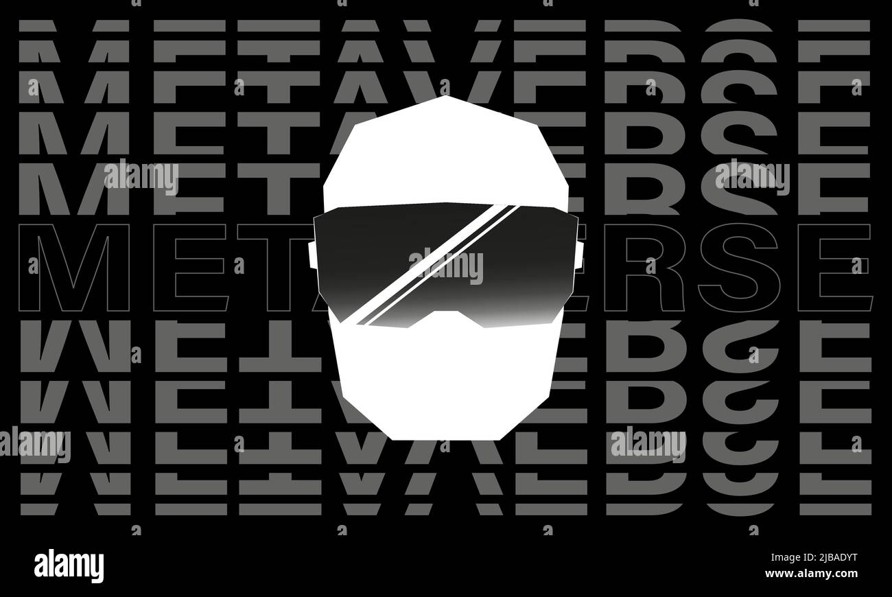 Metaverse banner with cyber man. Virtual reality conception. Stock Vector