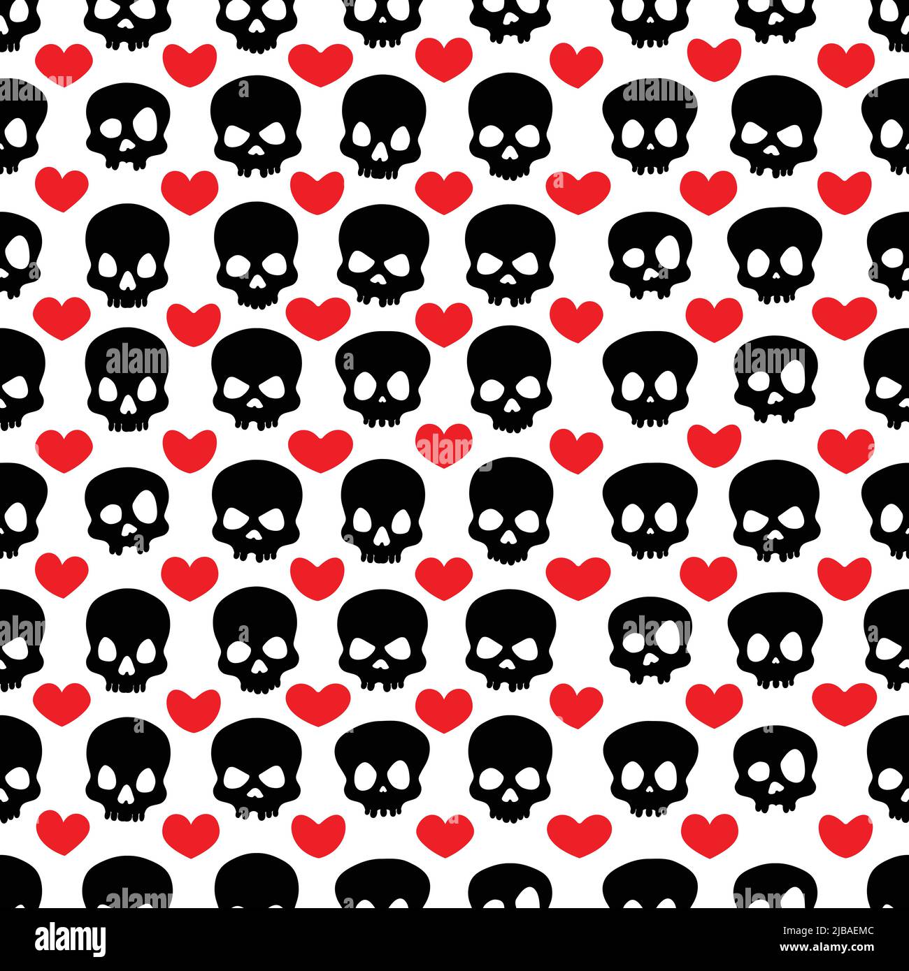 Black skull and hearts background Stock Vector