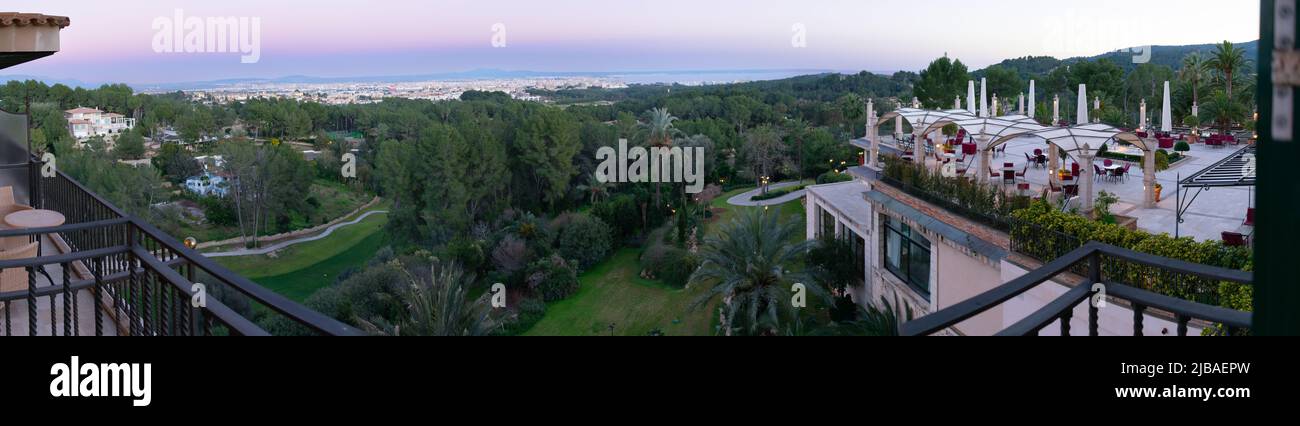 Palma de Mallorca golf resort with scenic view of harbor - European beach vacation destinations Stock Photo