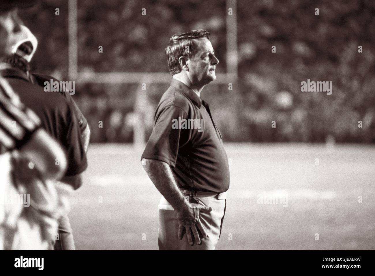 Legendary college football coach Bobby Bowden watches from the sideline during the FSU /Auburn game on October 13, 1984 in Florida State University's Doak Campbell Stadium. (USA) Stock Photo