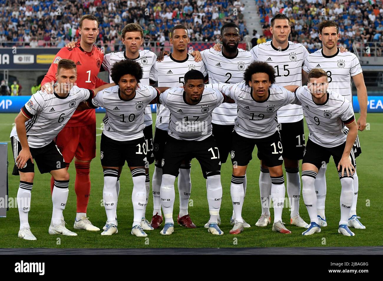 Bologna, Italy. 04th June, 2022. Players of Germany pose for a team photo during the Uefa Nations League group 3 football match between Italy and Germany at Renato Dall'Ara stadium in Bologna (Italy), June 4th, 2022. Photo Andrea Staccioli/Insidefoto Credit: insidefoto srl/Alamy Live News Stock Photo