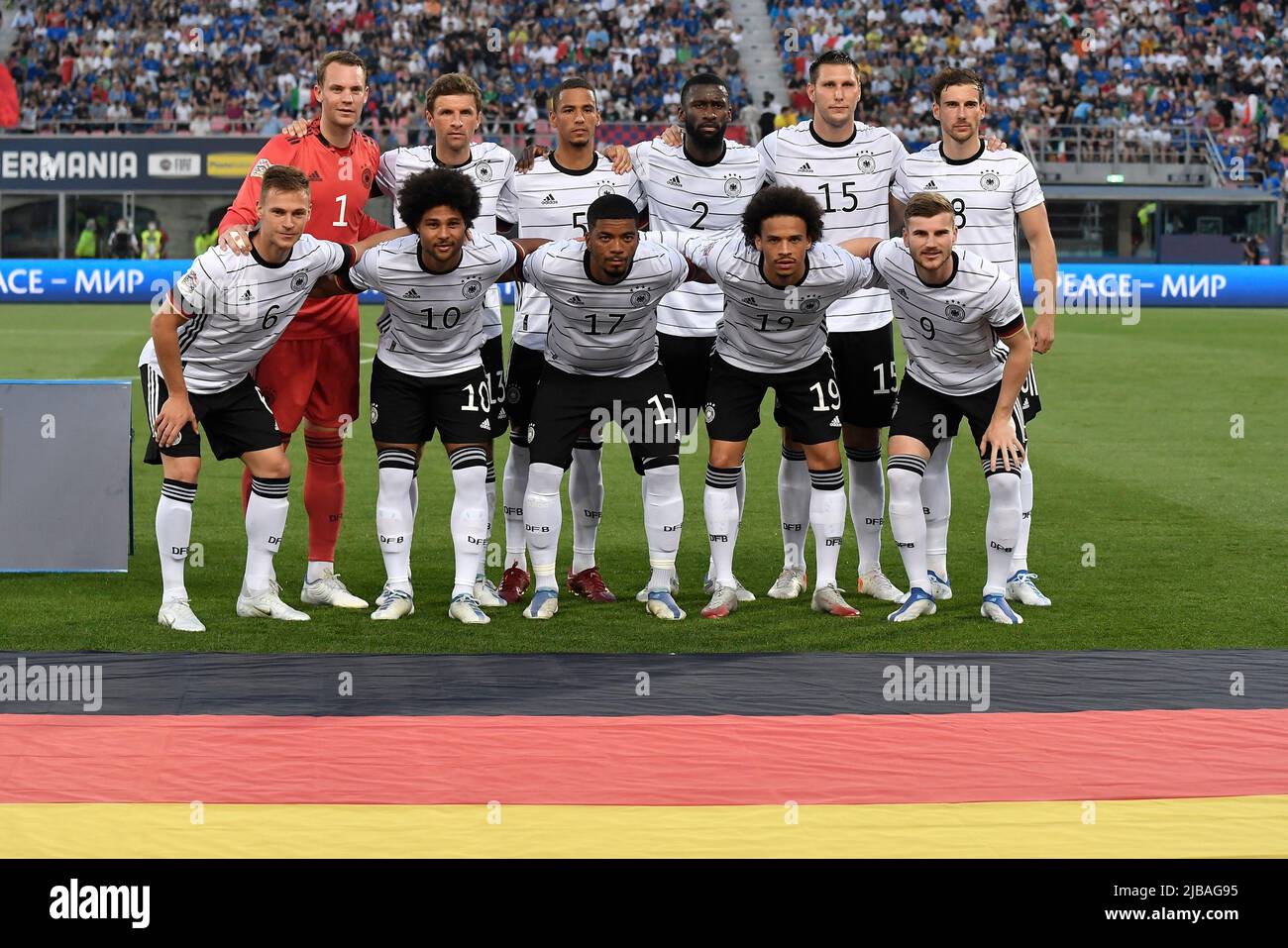 Bologna, Italy. 04th June, 2022. Players of Germany pose for a team photo during the Uefa Nations League group 3 football match between Italy and Germany at Renato Dall'Ara stadium in Bologna (Italy), June 4th, 2022. Photo Andrea Staccioli/Insidefoto Credit: insidefoto srl/Alamy Live News Stock Photo