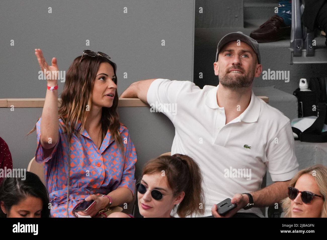 Denitsa Ikonomova, Francois Alu in the stands during French Open Roland