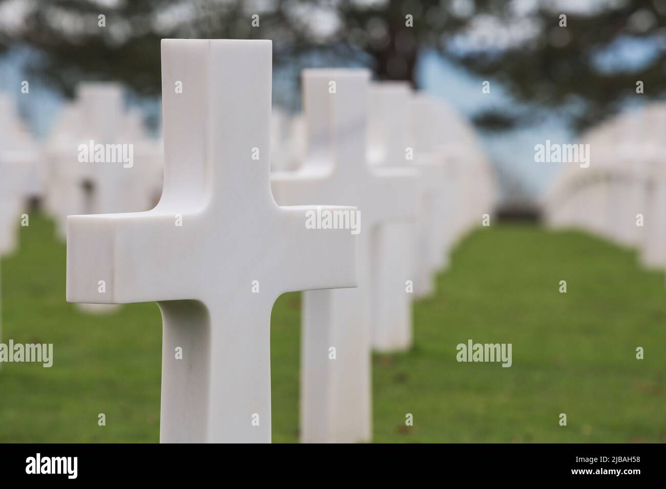 American War Cemetery at Omaha Beach, Normandy,Colleville-sur-Mer Stock Photo