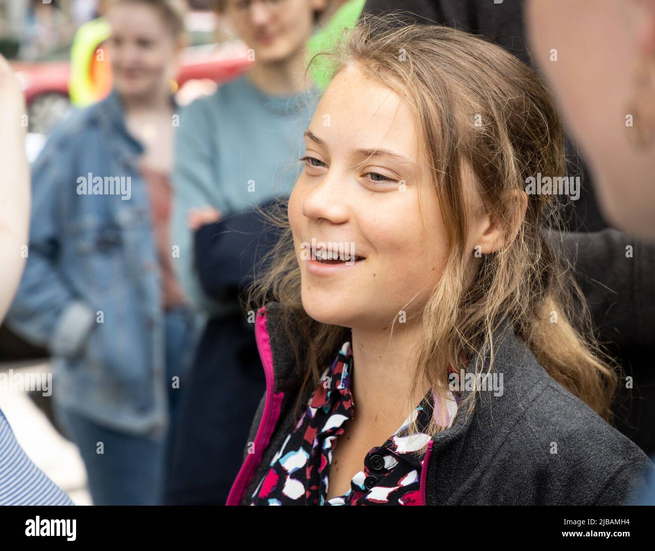 STOCKHOLM, SWEDEN - JUNE 3, 2022: 19-year-old Swedish climate activist Greta Thunberg demonstrating in Stockholm Stock Photo