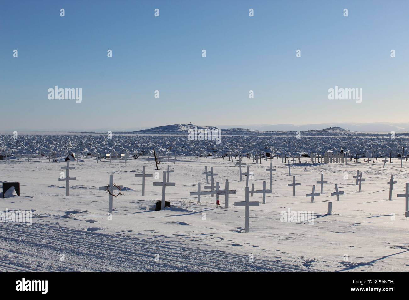 Graveyard in Iqaluit, Nunavut, Canda Stock Photo