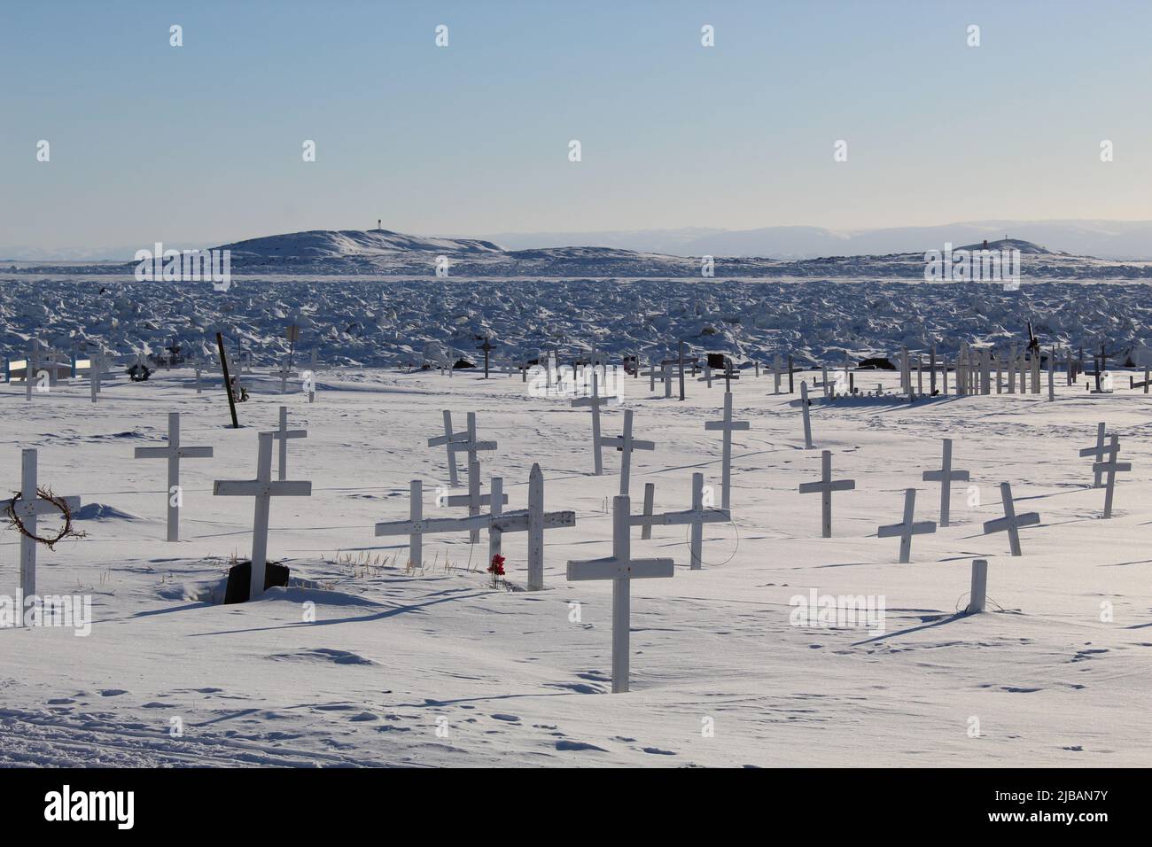 Graveyard in Iqaluit, Nunavut, Canda Stock Photo