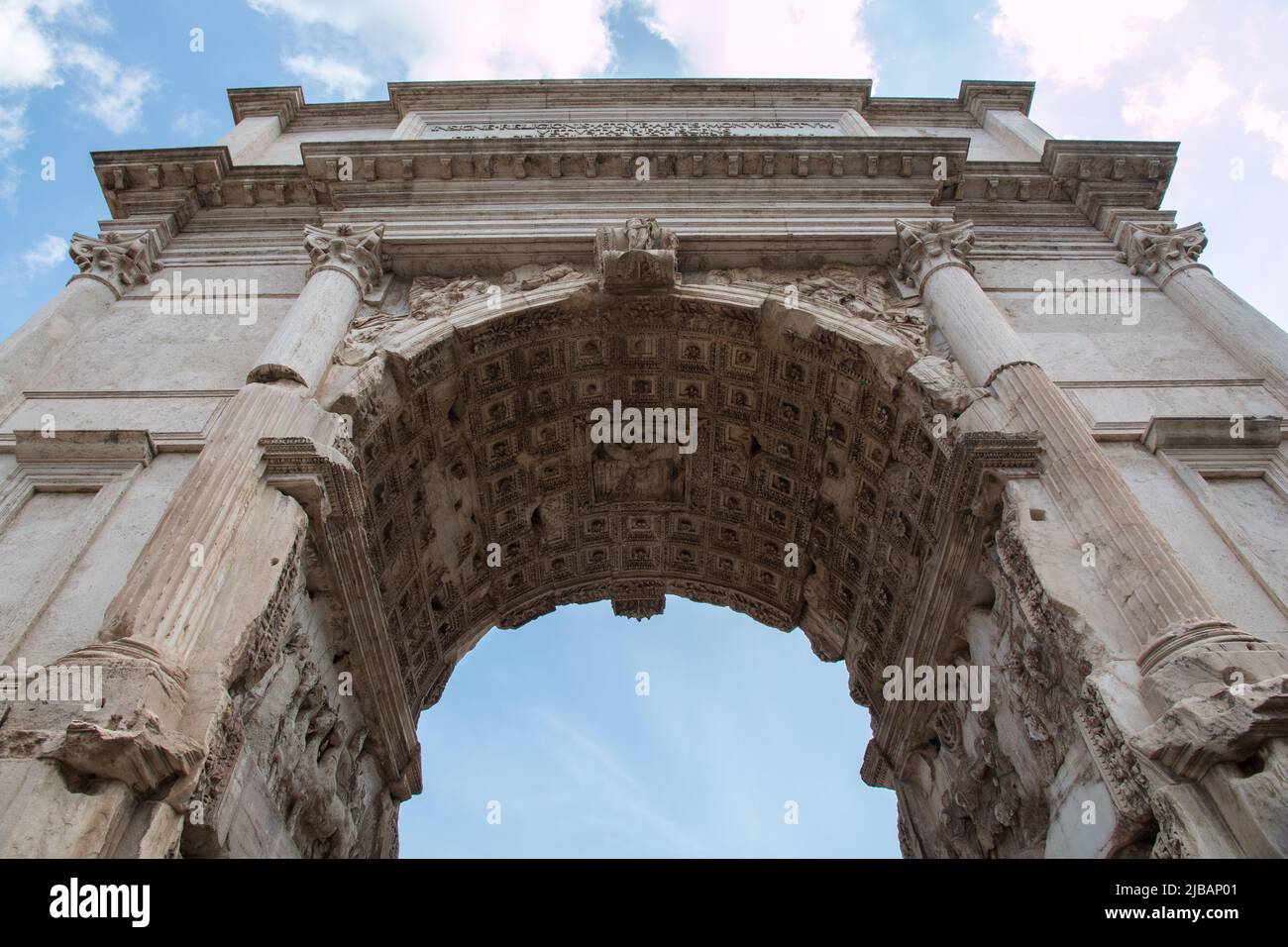 SEP 29, 2019 - Rome, Italy: the arch of Titus on the Via Sacra, close to the Forum Romanum in Rome. Built by emperor Domitian in the 1st-century AD. Stock Photo