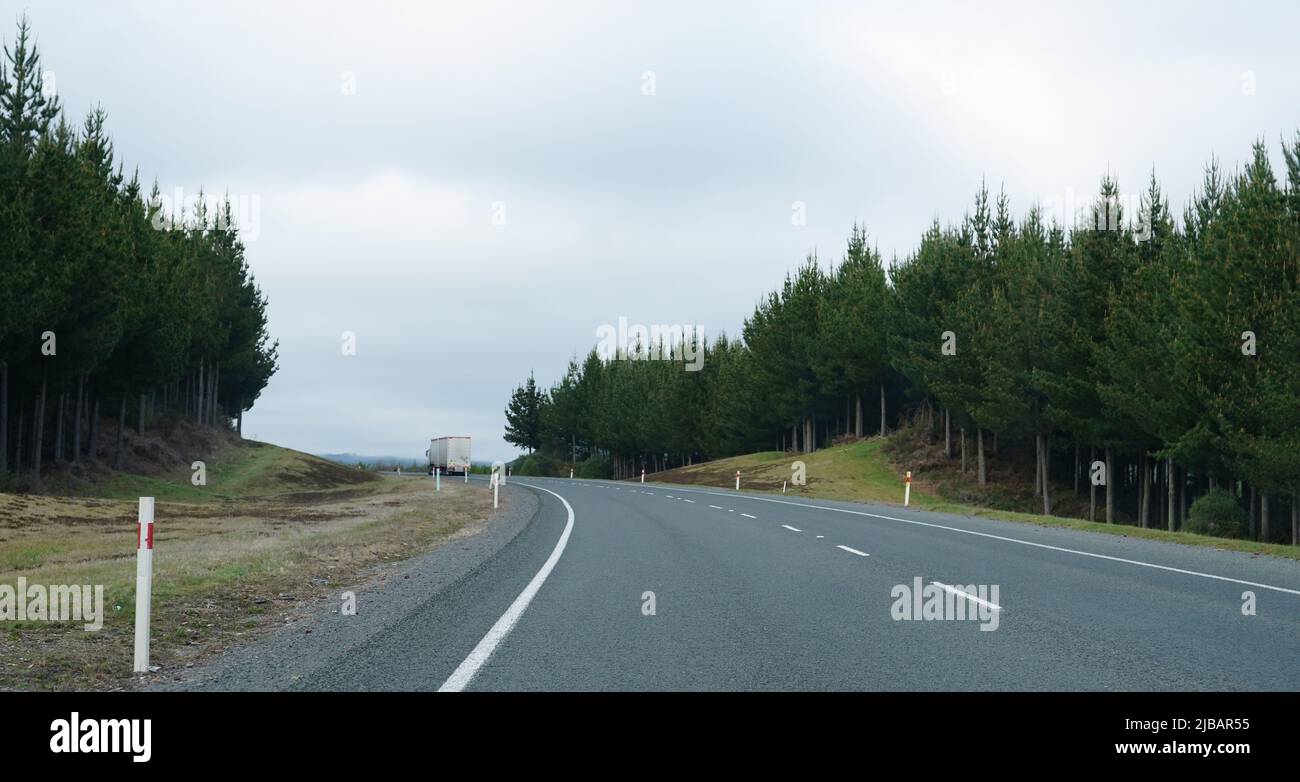 State Highway 1 near the town of Taupo, Waikato, New Zealand Stock Photo