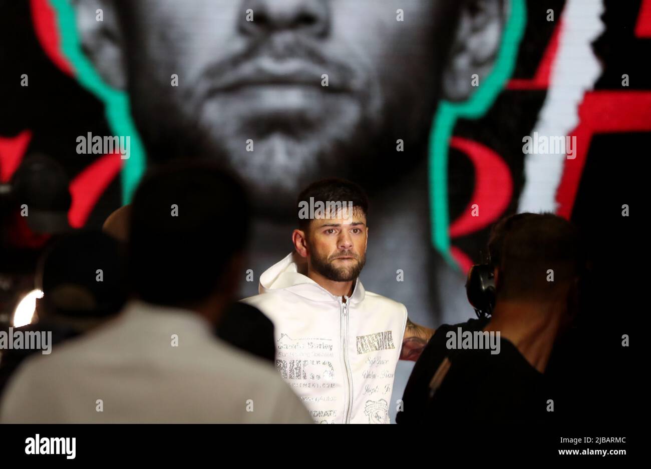 Joe Cordina walks to the ring before the International Boxing Federation World Super Feather Title at the Motorpoint Arena Cardiff. Picture date: Saturday June 4, 2022. Stock Photo