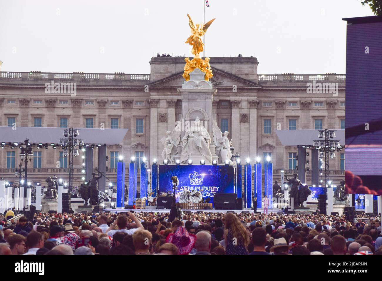 London, UK. 4th June 2022. The stage next to Victoria Memorial for the Party At The Palace 2025 Schedule