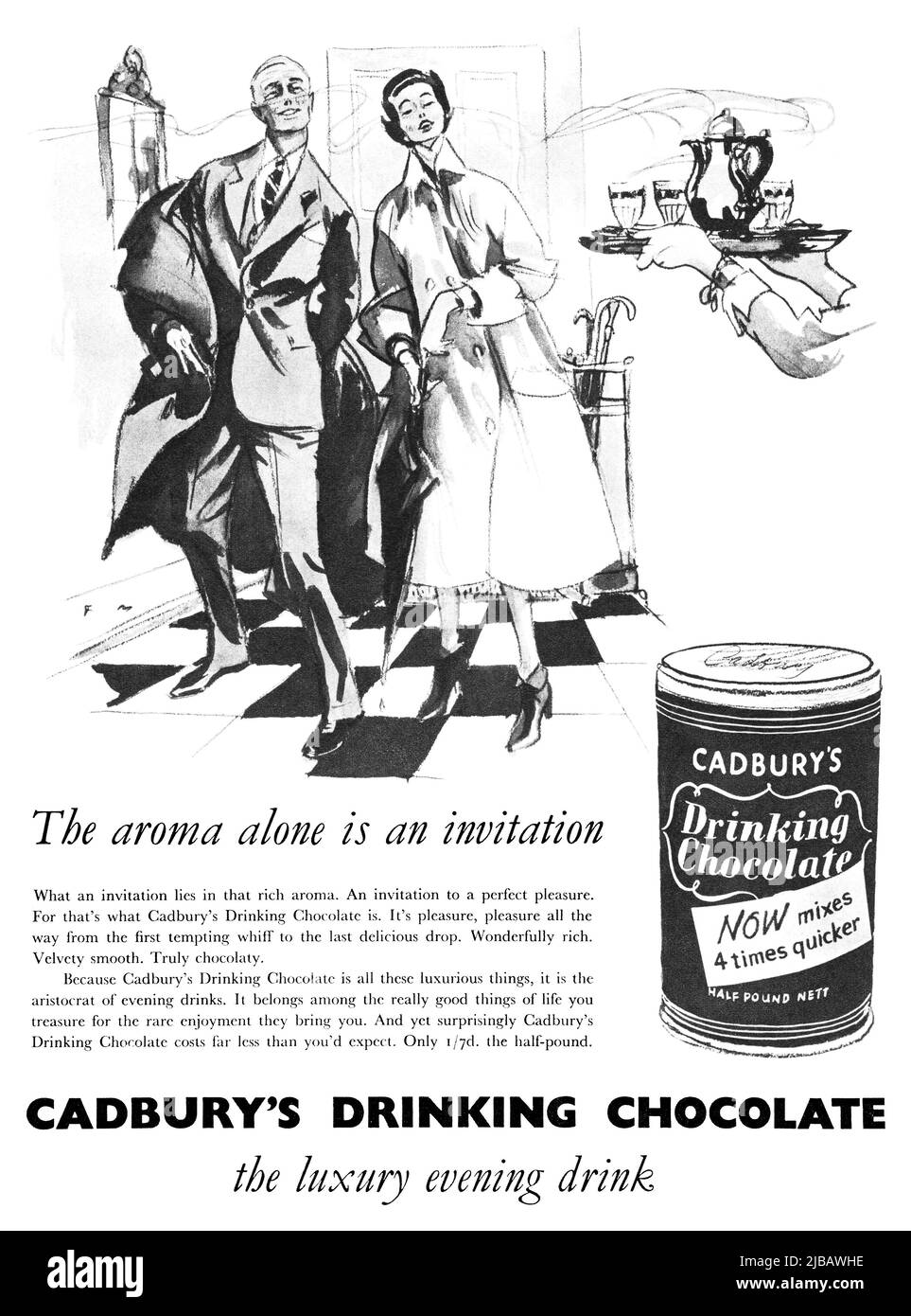 1955 British advertisement for Cadbury's drinking chocolate