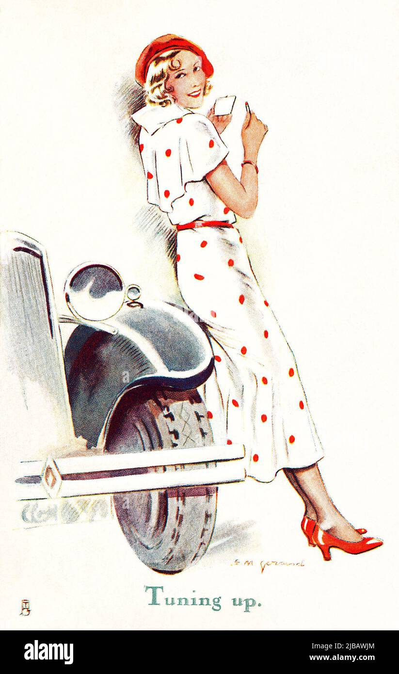Glamour postcard by S. M. Verand. Published by Raphael Tuck and Sons. Stock Photo