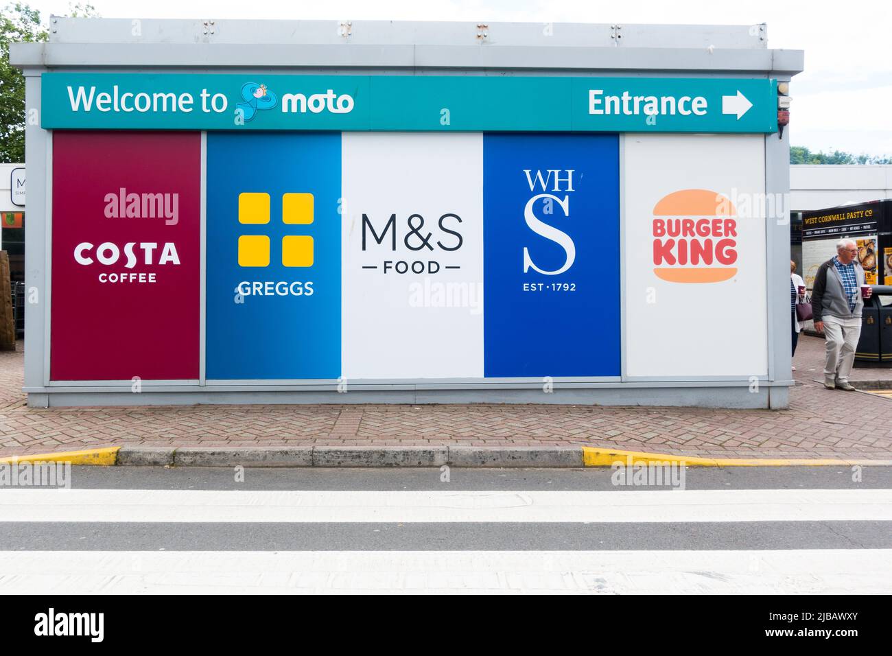 Moto Service Station retailers board Stock Photo