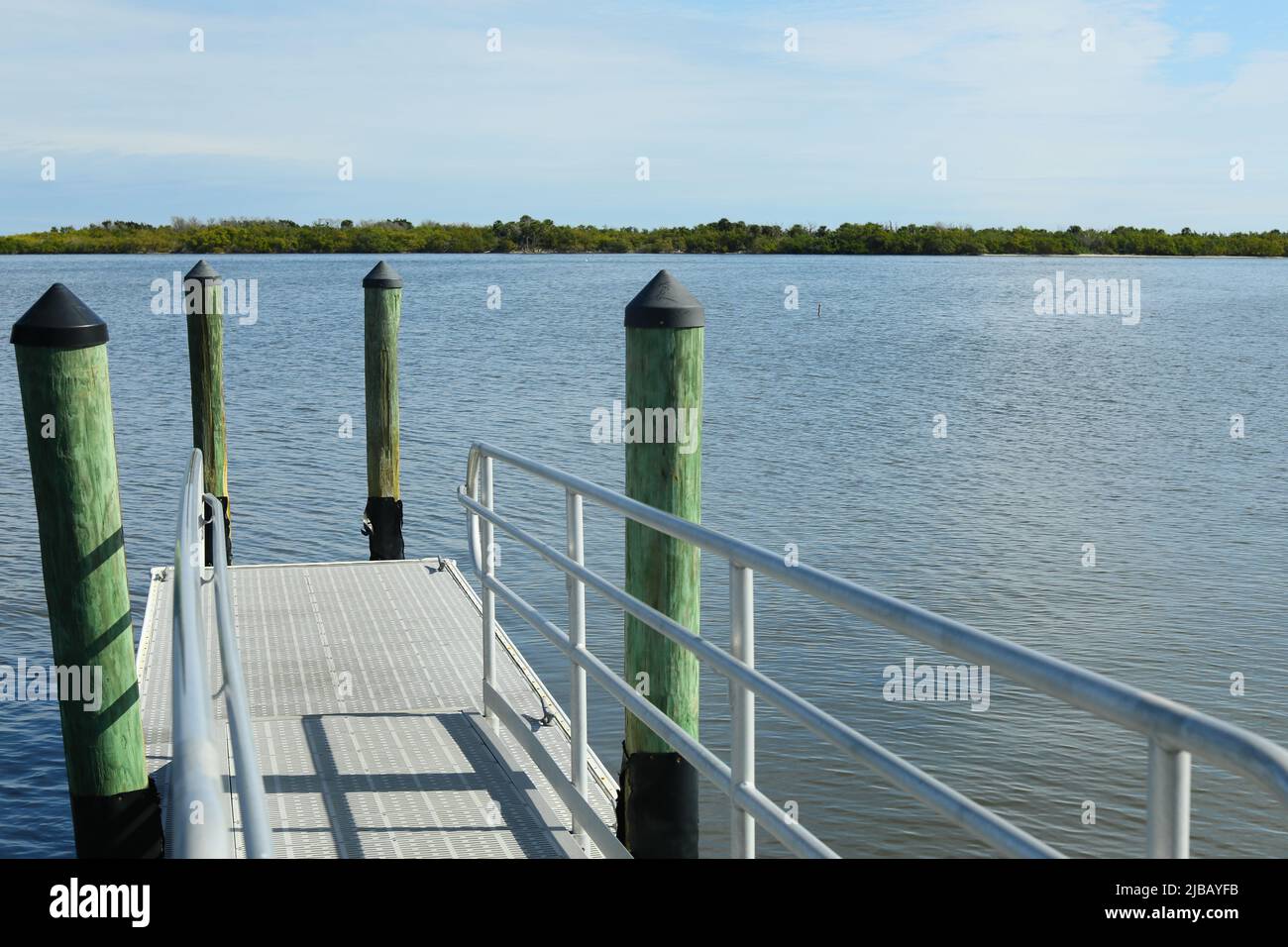 View of Indian River lagoon from dock near Cape Canaveral Florida USA