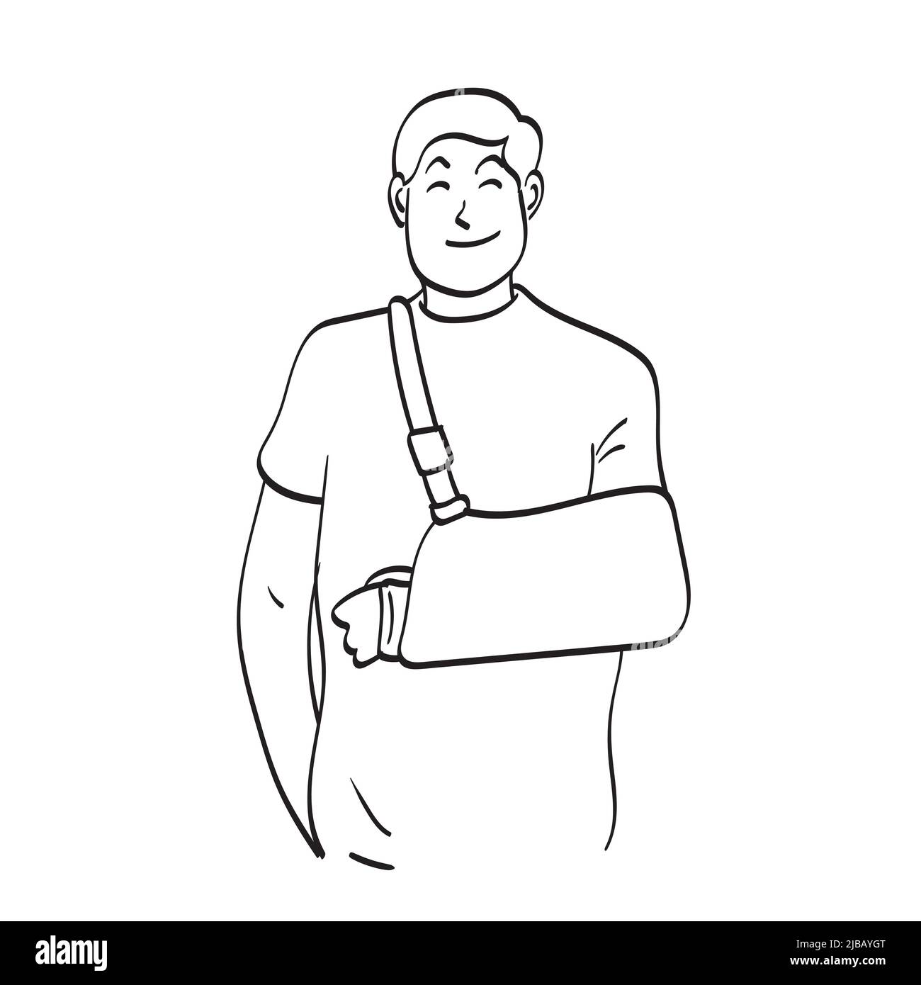 man with a broken arm wearing an arm splint illustration vector hand
