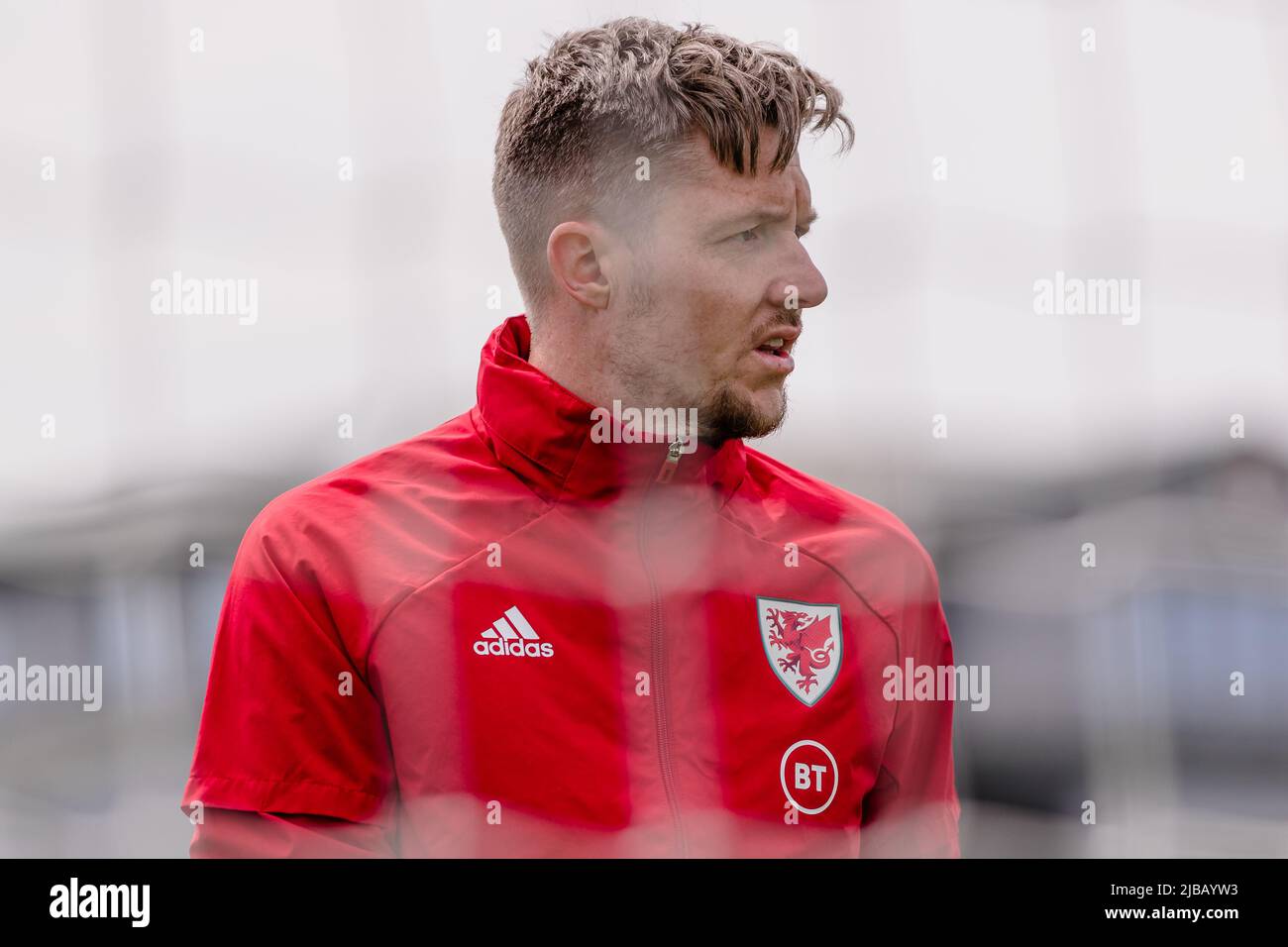 PONTYCLUN, WALES - 02 JUNE 2022: Wales' Joe Rodon during a training session  at the vale resort ahead of the 2022 FIFA World Cup play-off final v  Ukraine at the Cardiff City