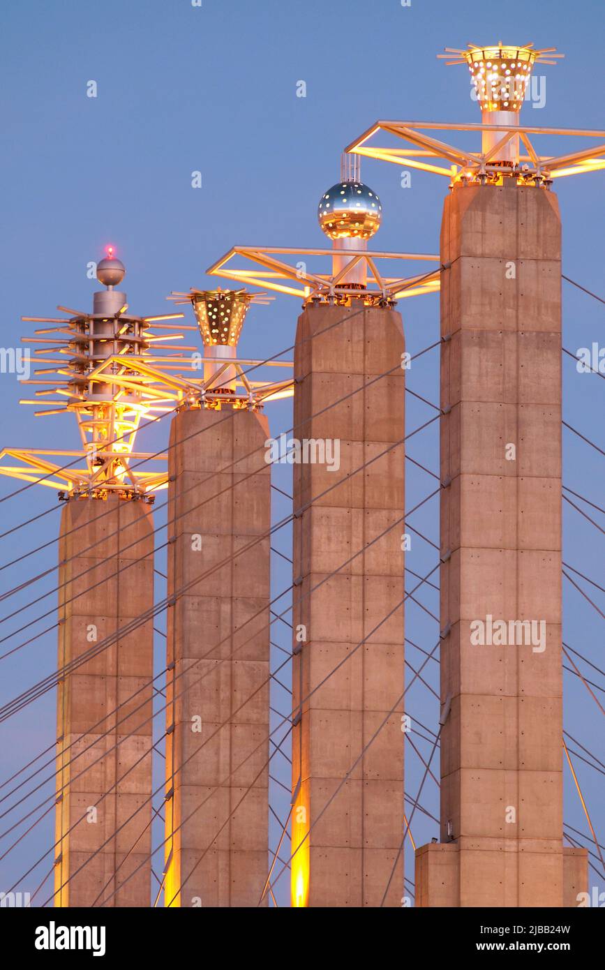 'Sky Stations' metal sculptures in Kansas City, MO, USA Stock Photo