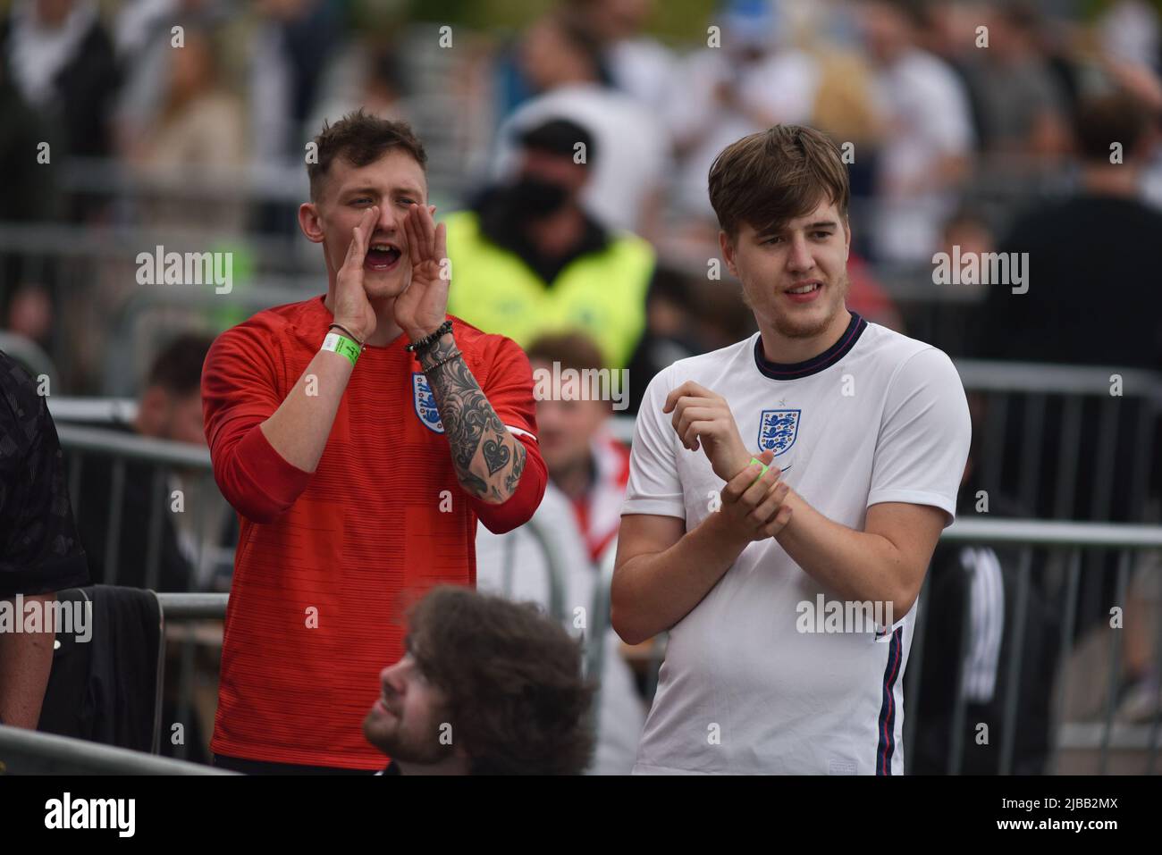 England fans at the 4TheFans Fanzone set up at Event City in Manchester