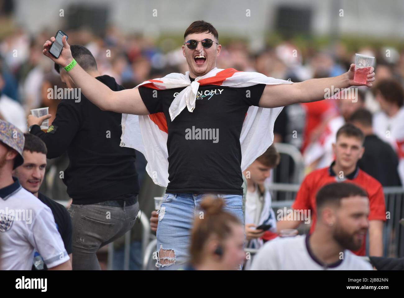 England fans at the 4TheFans Fanzone set up at Event City in Manchester