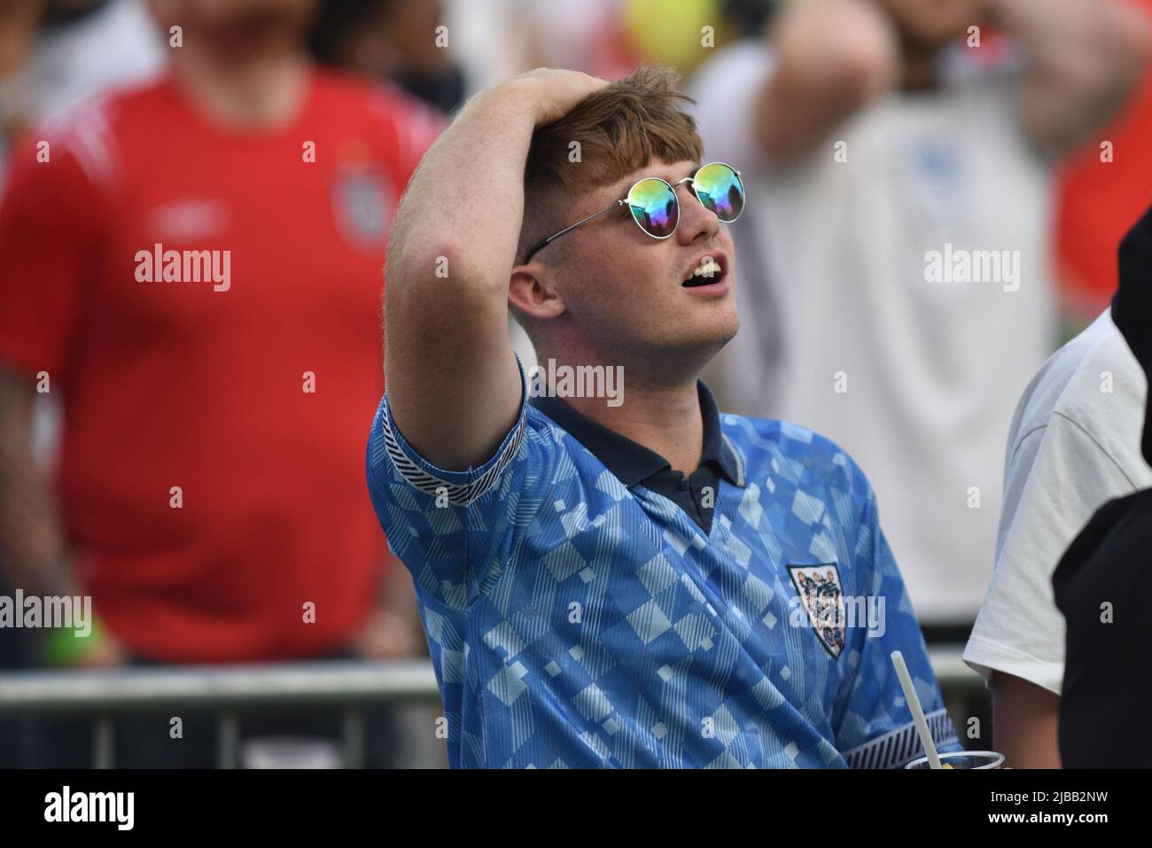 England fans at the 4TheFans Fanzone set up at Event City in Manchester