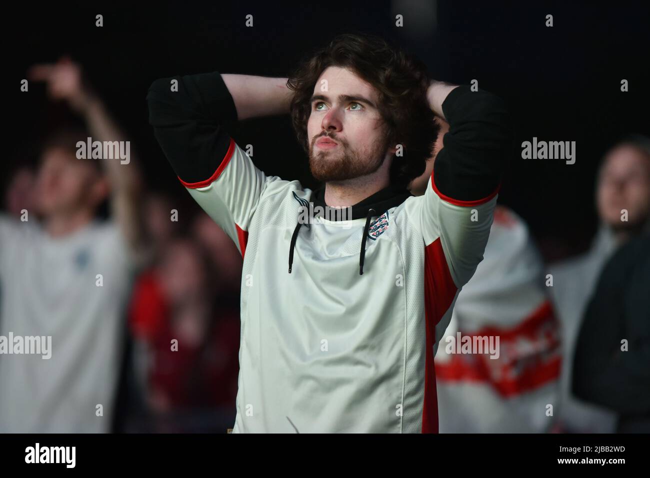 England fans at the 4TheFans Fanzone set up at Event City in Manchester