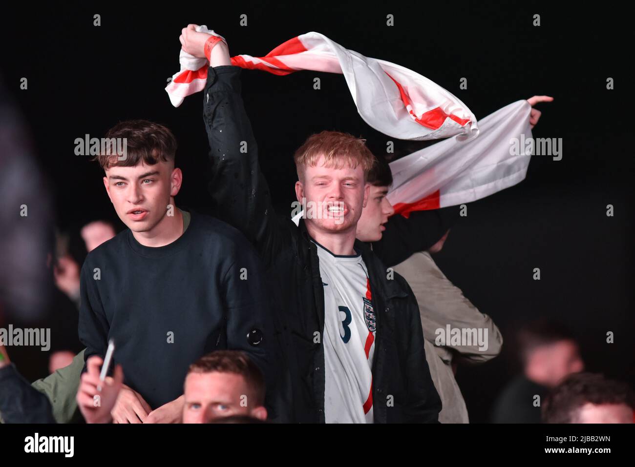 England fans at the 4TheFans Fanzone set up at Event City in Manchester