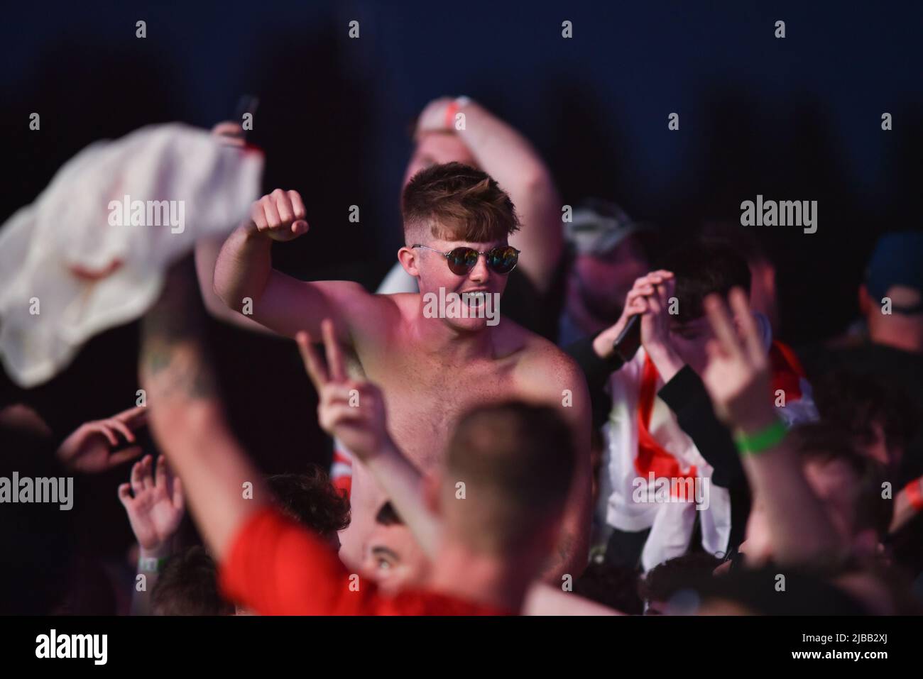 England fans at the 4TheFans Fanzone set up at Event City in Manchester