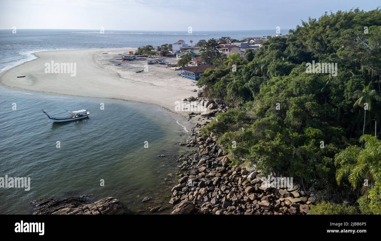 Aerial view of Caieiras beach in Parana state, Brazil,  from high angle Stock Photo