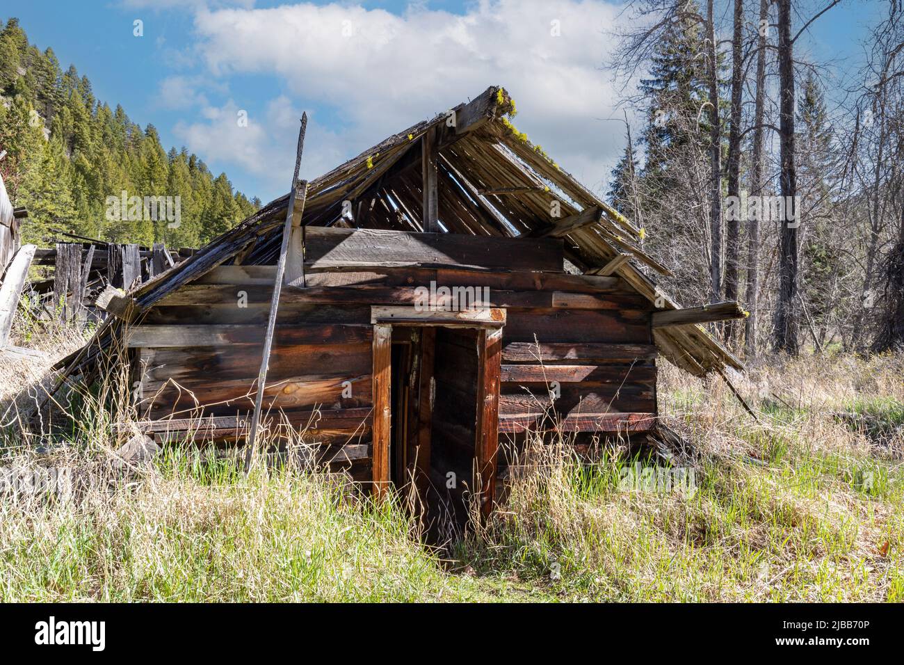 Bodie, WA USA 05112022 One of the last log cabin homes still