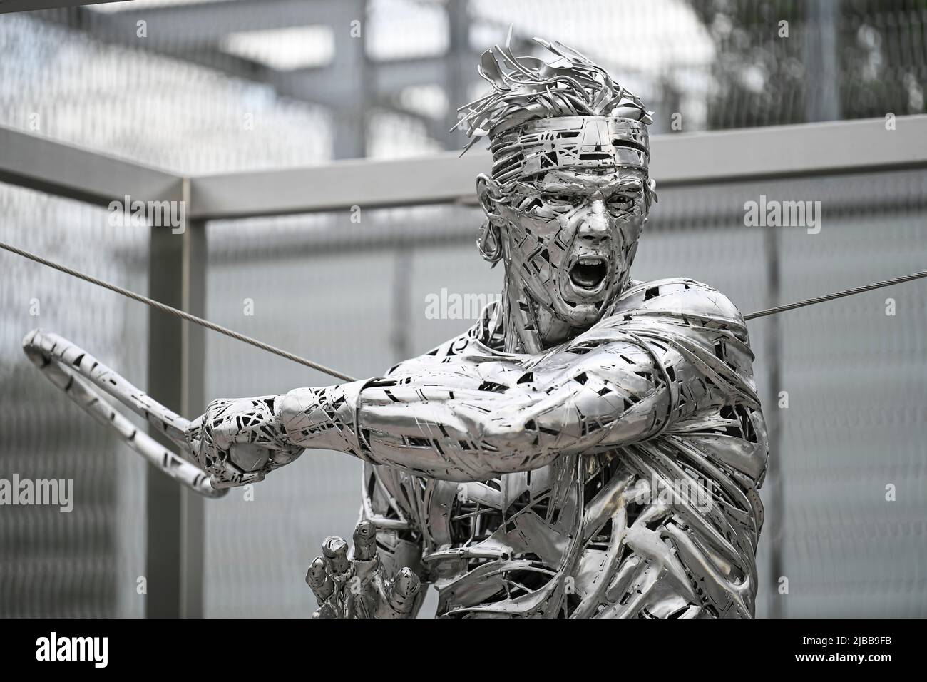 Near The Philippe Chatrier Court And The New Grand Public Entrance The New Statue Of Tennis Player Rafael Nadal Work Of The Artist Jordi Diez Fernandez Illustration During The French Open Grand