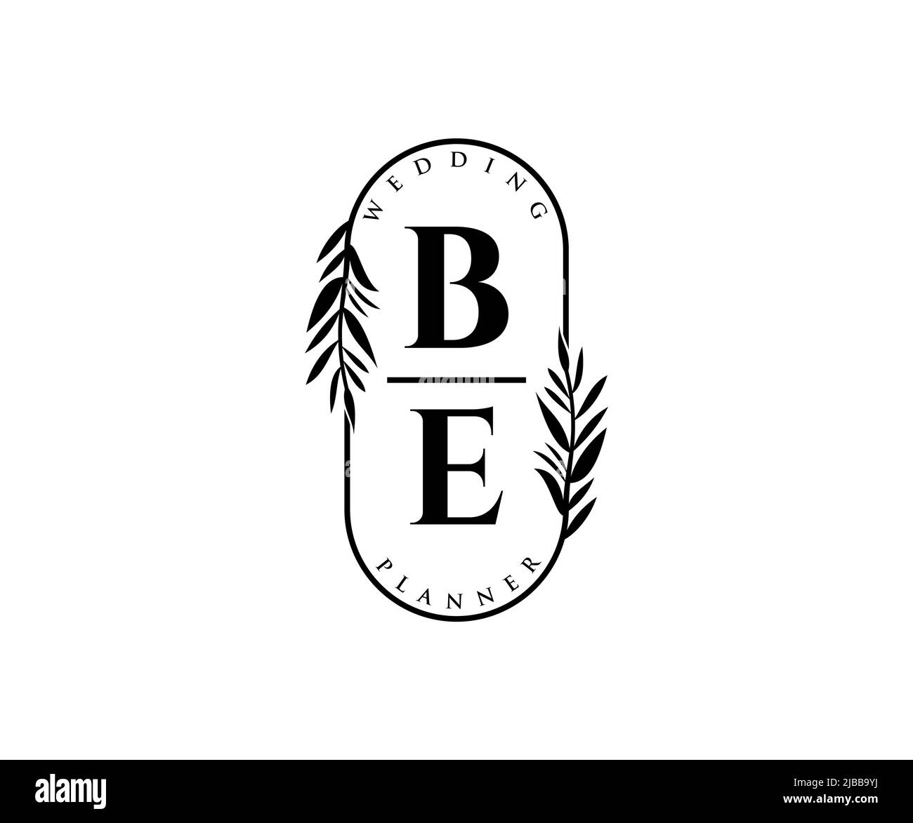BE Initials letter Wedding monogram logos collection, hand drawn modern ...