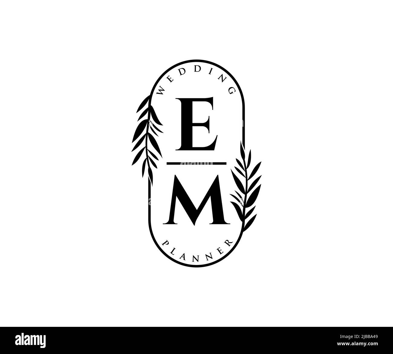 EM Initials letter Wedding monogram logos collection, hand drawn