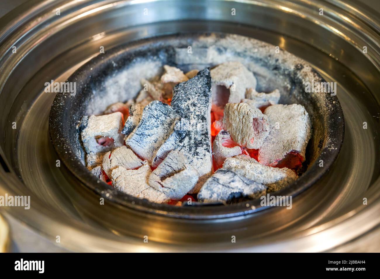 Closeup of charcoal grill plate for Korean charcoal grilled meat Stock Photo Alamy
