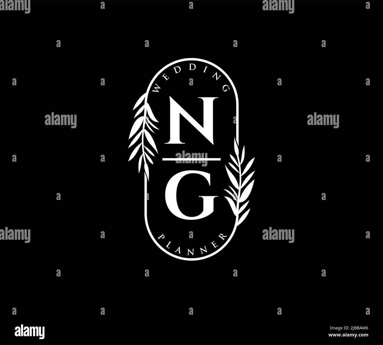 NG Initials letter Wedding monogram logos collection, hand drawn modern minimalistic and floral templates for Invitation cards, Save the Date, elegant Stock Vector