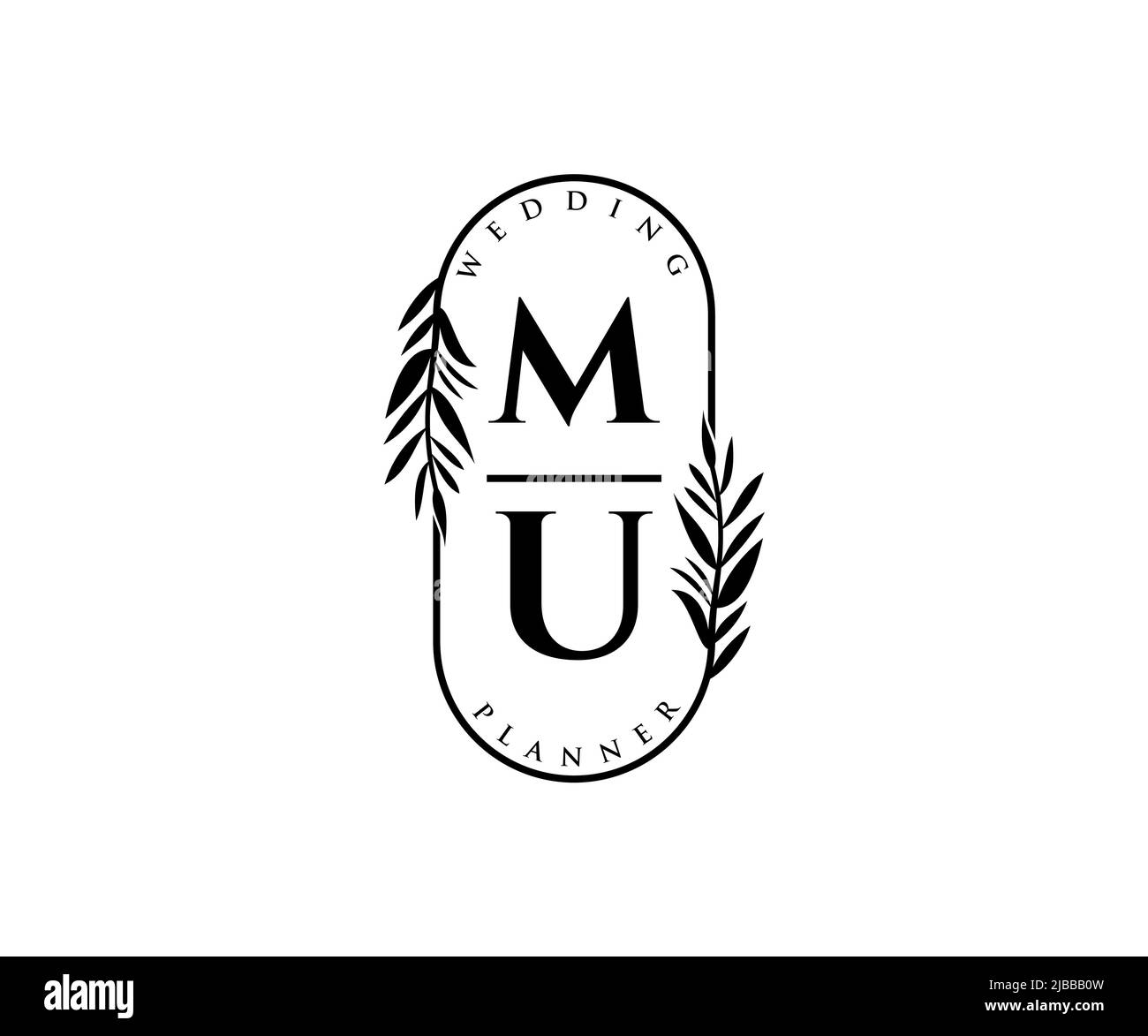 MU Initials letter Wedding monogram logos collection, hand drawn modern ...