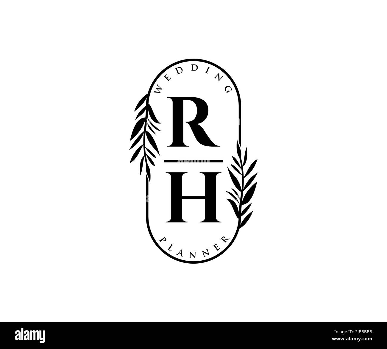 Rh initials letter wedding monogram logos Vector Image