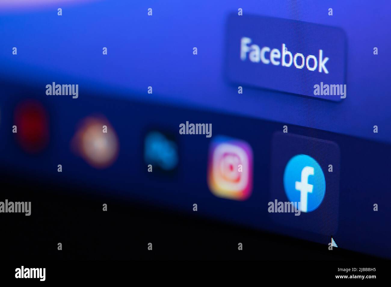 New york, USA - june 3, 2022: Open facebook icon app on computer menu ...