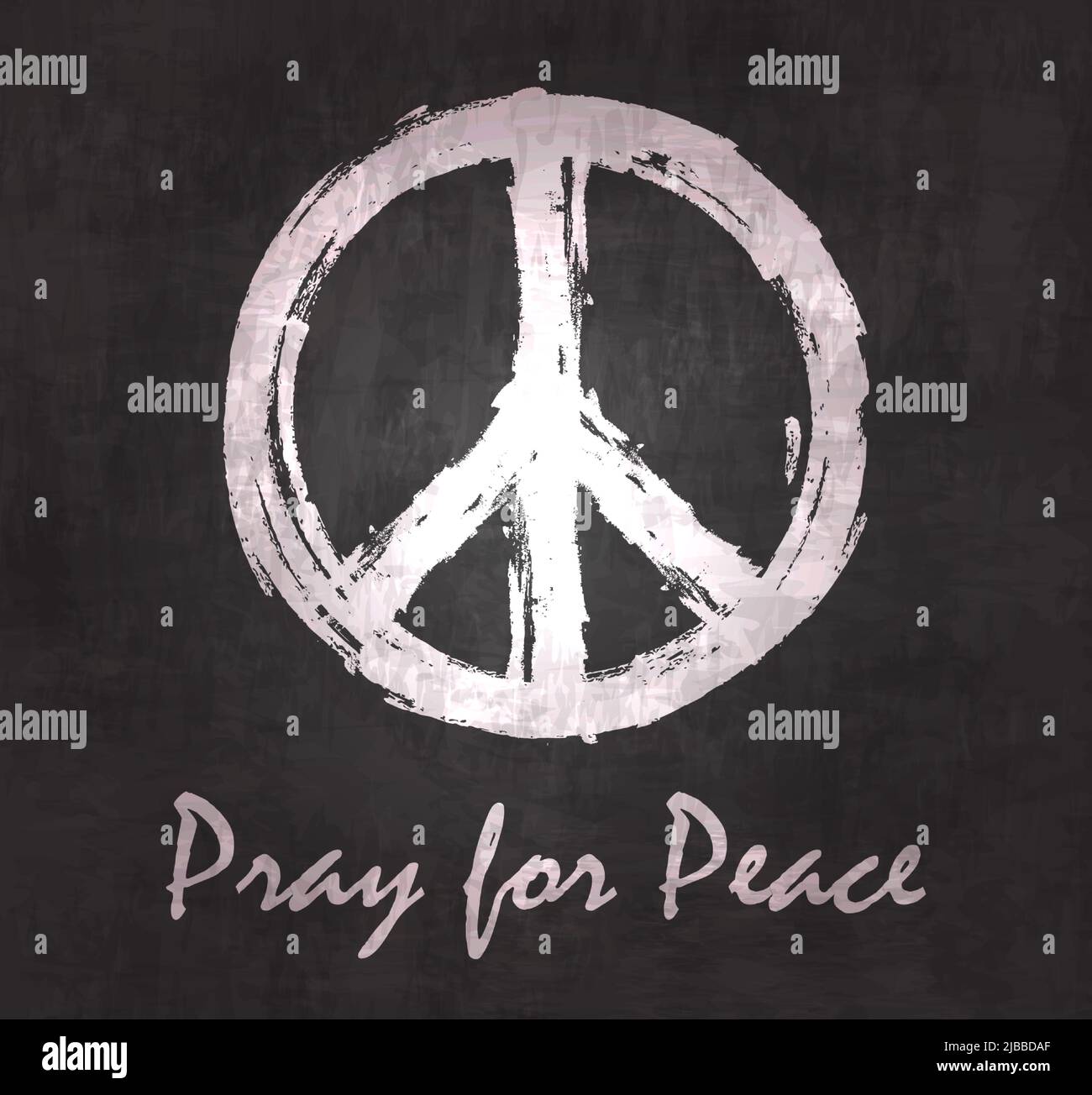 Peace symbol . Realistic hand drawn by chalk texture painting on chalkboard background . The Campaign for Nuclear Disarmament (CND) Sign . Peaceful an Stock Vector