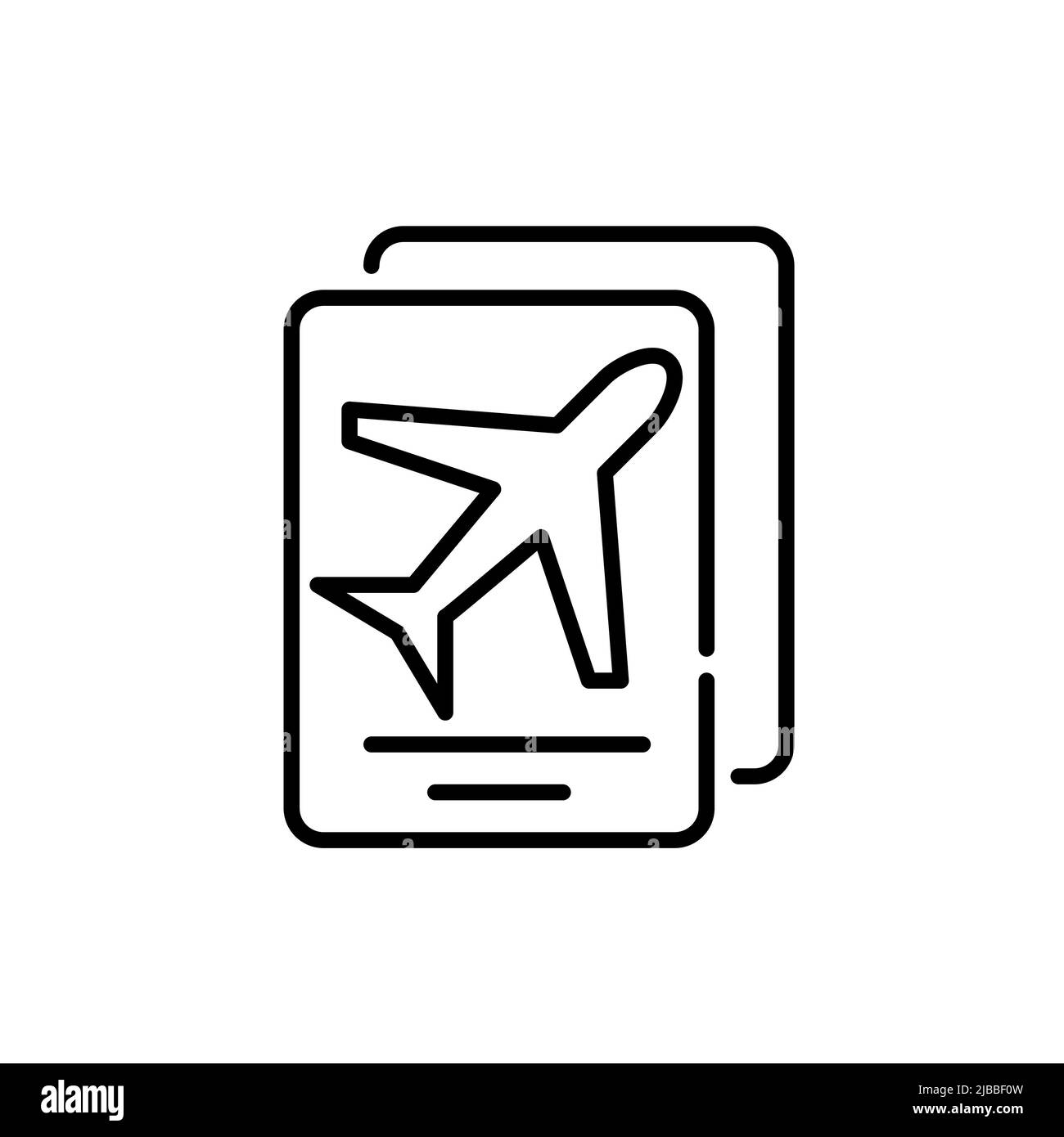 International travel passport with plane symbol. Pixel perfect, editable stroke line icon Stock Vector