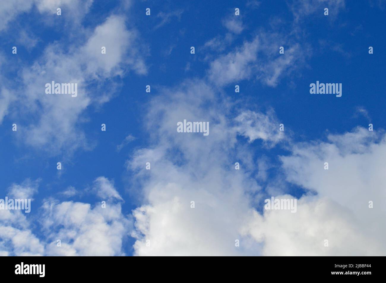 Soft white clouds floating in an azure sky Stock Photo
