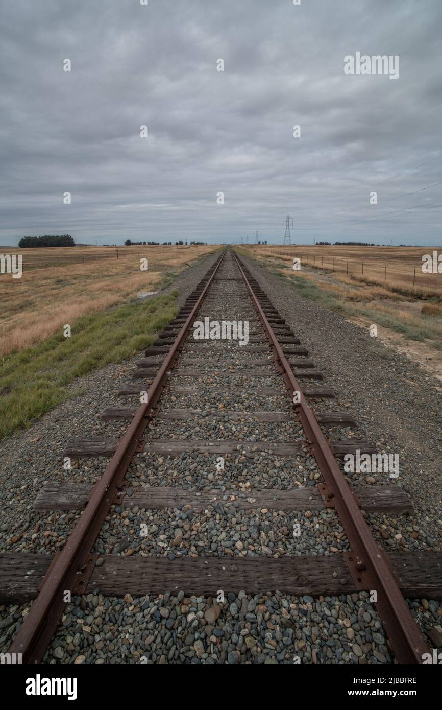A railroad leading off into the distance and vanishing at the horizon