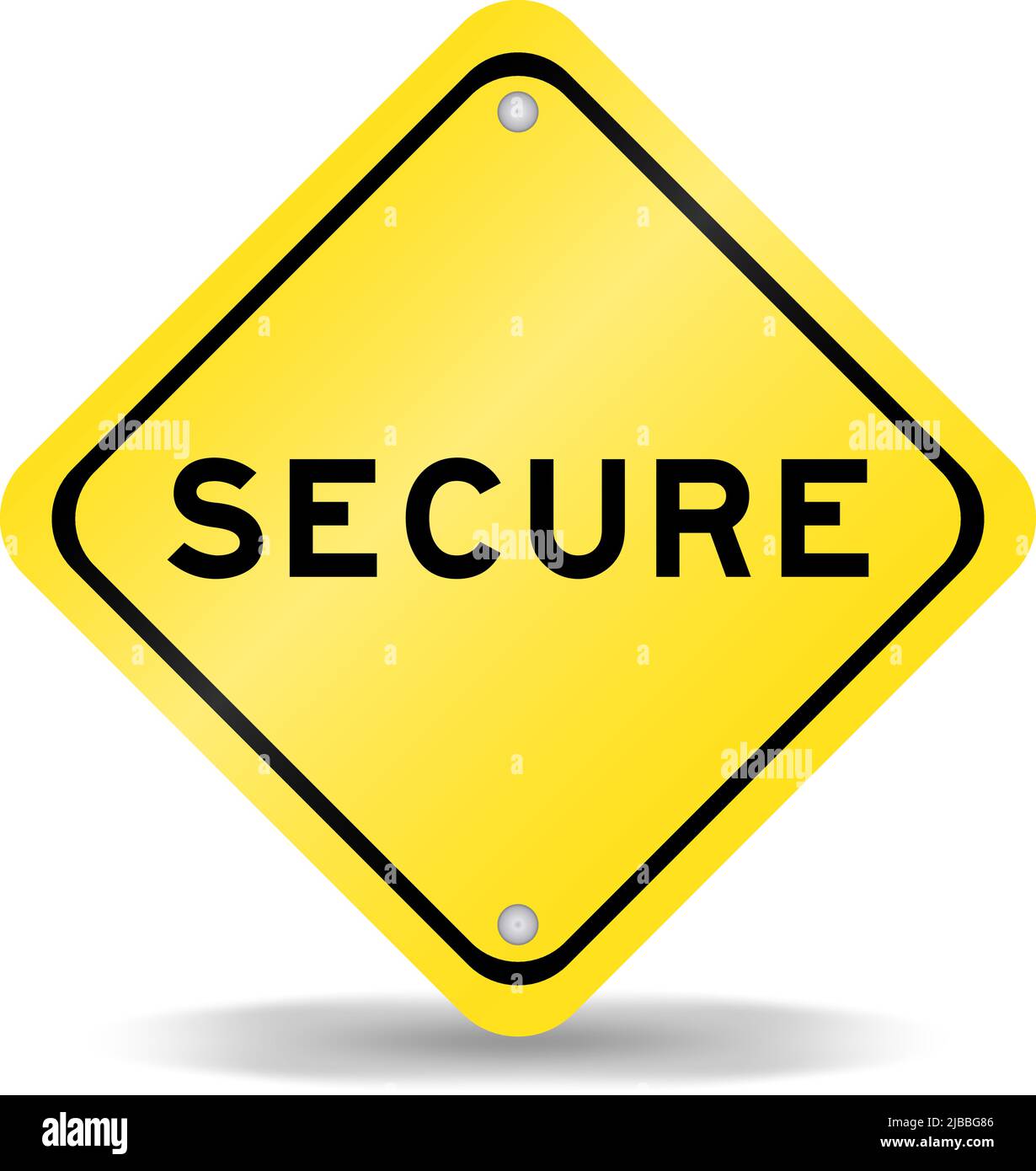 Yellow color transportation sign with word secure on white background ...